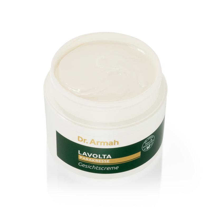 Lavolta Parakresse Gesichtscreme 200ml Tiegel, eine natürliche Anti-Falten-Feuchtigkeitspflege für straffere Haut.