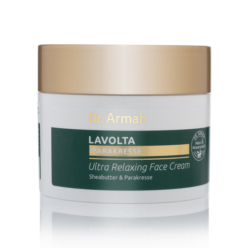 Ein 150ml Tiegel der Lavolta Parakresse Gesichtscreme, eine natürliche Anti-Falten-Creme mit Spilanthol für einen sichtbaren Lifting-Effekt.